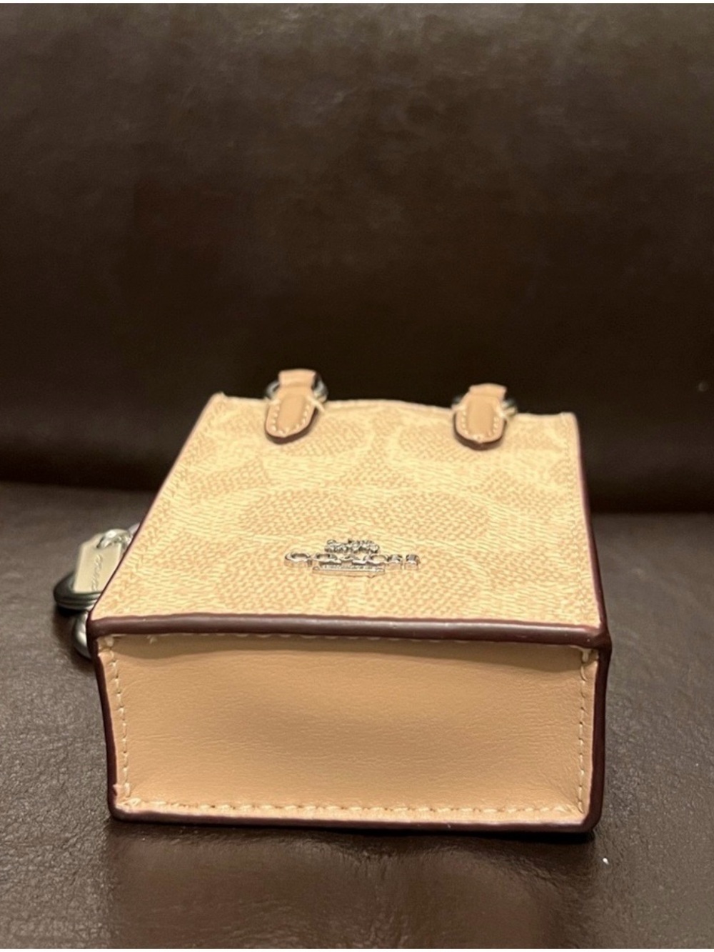 NWT Coach logo monogram Signature leather nano Mini tote charm hand bag. - Picture 11 of 13